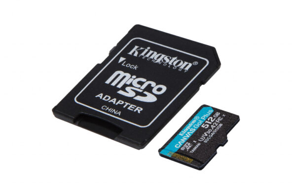 Kingston Technology 512GB microSDXC Canvas Go! Plus Gen4 200MB/s A2 U3 V30 kaart + adapter - Afbeelding 3