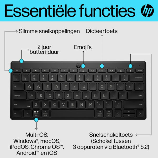 HP 355 compact Bluetooth-toetsenbord voor meerdere apparaten - Afbeelding 2