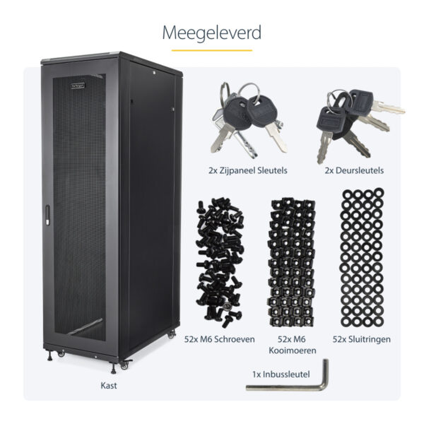 StarTech.com 4 Post 42U Netwerkkast, 19" Patchkast voor Computer/AV/IT Apparatuur, Data Rack met Wielen, Full Size Industriële - Afbeelding 13