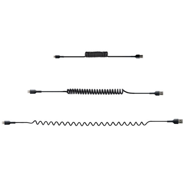 StarTech.com 50cm USB A naar Lightning Kabel, Zwart, MFi Gecertificeerd, iPhone Lader Spiraalkabel, Duurzame Aramidevezels, Rob - Afbeelding 3