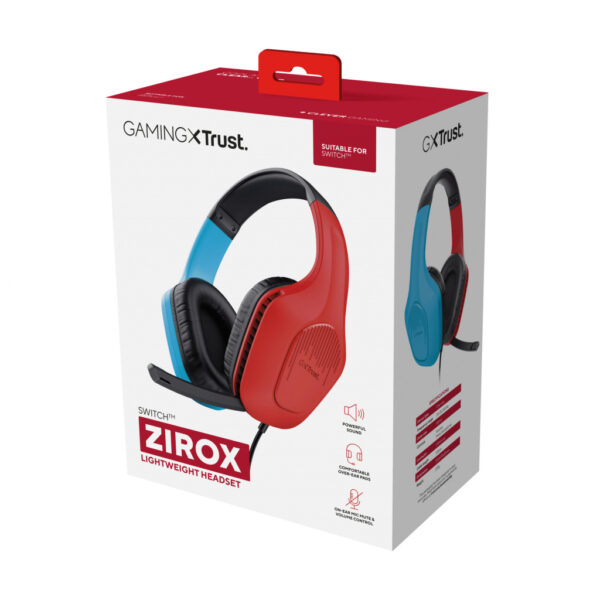 Trust GXT 416S Zirox Headset Bedraad Hoofdband Gamen Zwart, Cyaan, Rood - Afbeelding 8