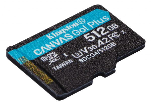 Kingston Technology 512GB microSDXC Canvas Go! Plus Gen4 200MB/s A2 U3 V30 kaart + adapter - Afbeelding 4