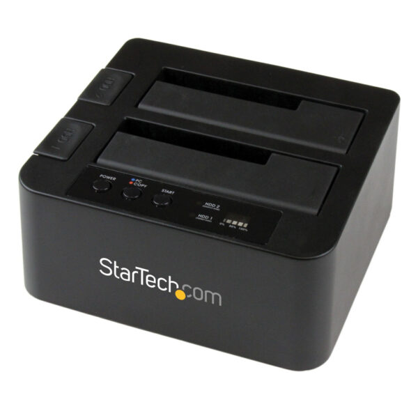 StarTech.com Dual Bay Hard Drive Cloner, Standalone USB 3.2 Gen 1 (5 Gbps) / eSATA naar 2.5/3.5" SATA III HDD/SSD Kloner/Copier,
