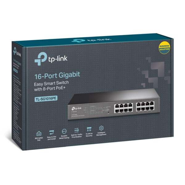 TP-Link TL-SG1016PE netwerk-switch Managed L2 Gigabit Ethernet (10/100/1000) Power over Ethernet (PoE) Zwart - Afbeelding 4