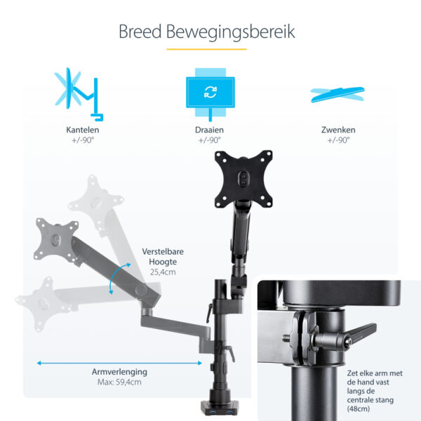 StarTech.com Monitor arm bureau scharnierend 2x USB 3.0 premium - Afbeelding 14