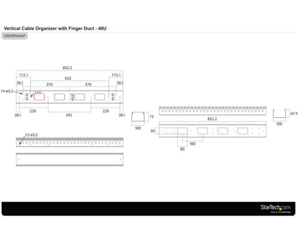 StarTech.com Verticale kabelmanager met kabelgeleiders 0U 1,8 m - Afbeelding 4