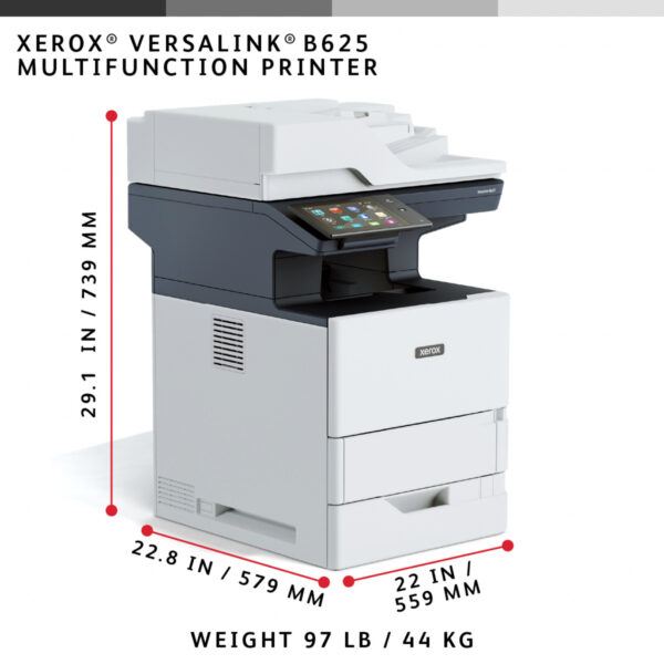 Xerox VersaLink B625 A4 61 ppm dubbelzijdig kopiëren en printen, scannen en faxen, geschikt voor PS3 PCL5e/6 2 laden voor max. 6 - Afbeelding 19