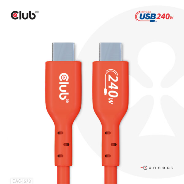 CLUB3D USB2 Type-C Bi-Directional Cable, Data 480Mb,PD 240W(48V/5A) EPR M/M 2m USB IF GECERTIFICEERD - Afbeelding 10