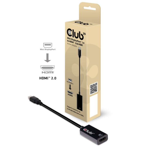 CLUB3D Mini DisplayPort 1.4 to HDMI 2.0b HDR Active Adapter - Afbeelding 2