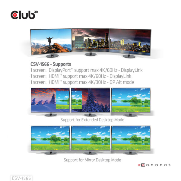 CLUB3D Universeel Docking station met 120W max/Power adapter voor het opladen van de allerzwaarste laptops met USB type C aanslu - Afbeelding 12
