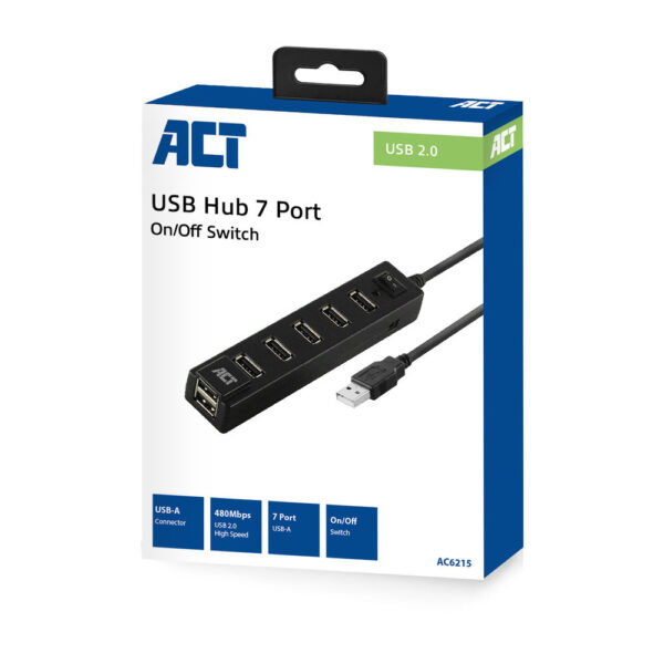 ACT USB hub 7 poorts, aan/uit-schakelaar - Afbeelding 2