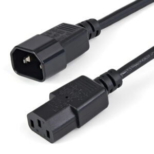 StarTech.com 1m Stroom Verlengkabel, C14 naar C13 Voedingskabel, 10A 125V, 18AWG, Computer Stroomkabel, IEC-320-C14 naar IEC-32