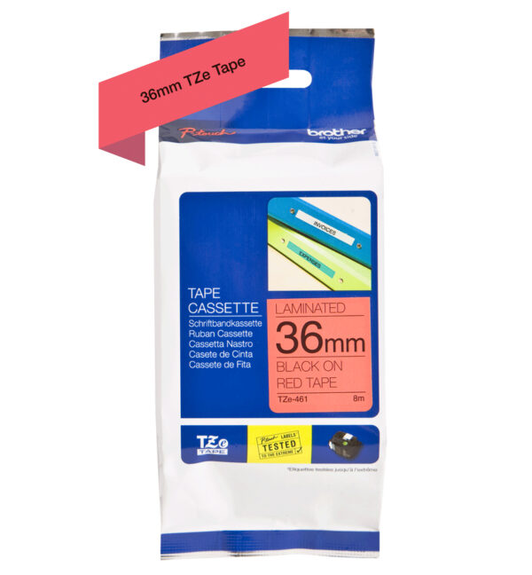 Brother TZE-461 labelprinter-tape Zwart op rood - Afbeelding 3