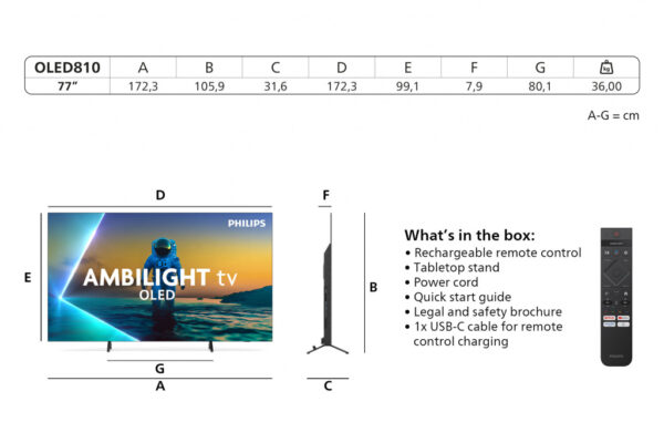 Philips 77OLED810/12 tv 195,6 cm (77") 4K Ultra HD Smart TV Wifi Zwart - Afbeelding 3