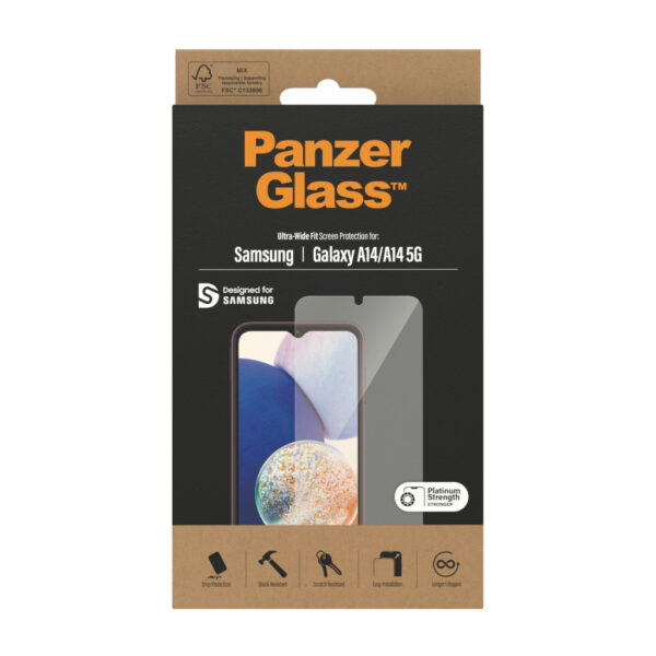 PanzerGlass ® Screen Protector Samsung Galaxy A14 | A14 5G | Ultra-Wide Fit Doorzichtige schermbeschermer 1 stuk(s) - Afbeelding 3
