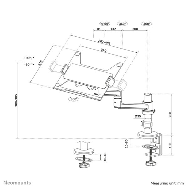 Neomounts DS20-425BL1 Laptophouder monitorarm 11.6-17.3" - ruimtebesparend - Afbeelding 20