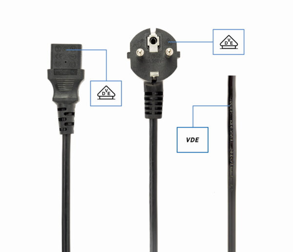 Gembird PC-186-VDE-5M electriciteitssnoer Zwart - Afbeelding 6