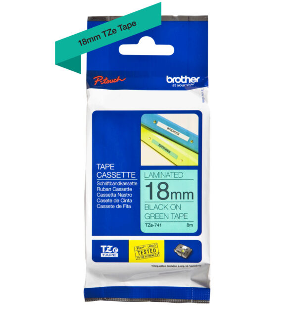 Brother TZE-741 labelprinter-tape Zwart op groen TZ - Afbeelding 2