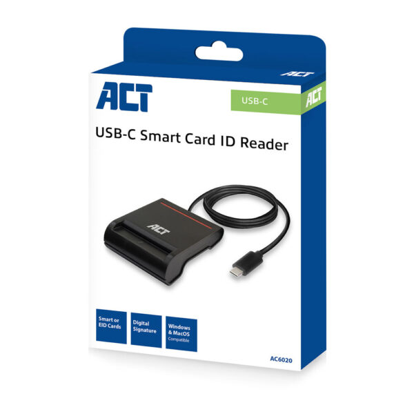 ACT Externe USB-C Smartcard eID Kaartlezer, zwart - Afbeelding 4