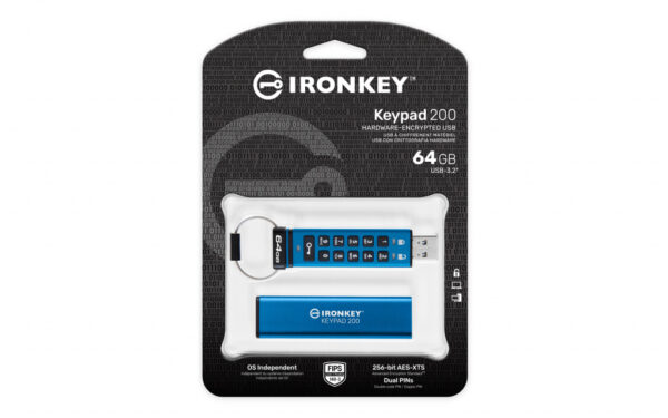 Kingston Technology IronKey 64GB Keypad 200, FIPS 140-3 Lvl 3 (aangevraagd) AES-256 versleuteld - Afbeelding 2