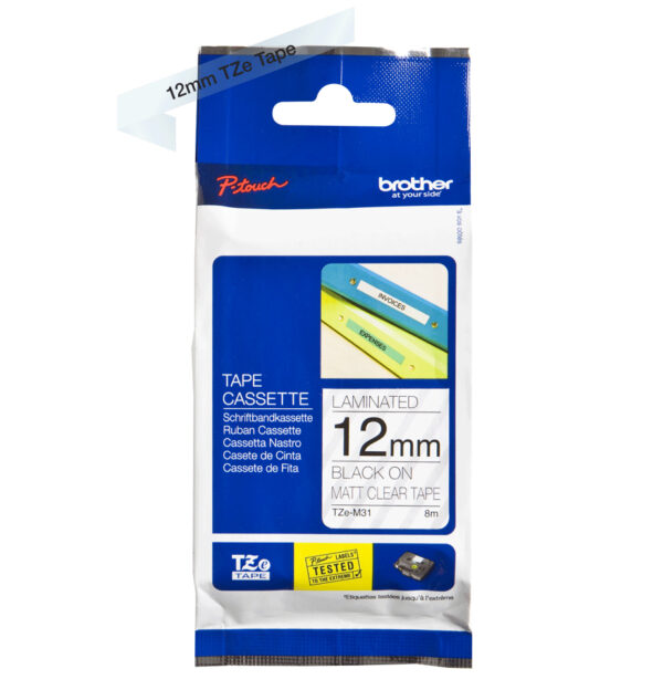 Brother TZE-M31 labelprinter-tape Zwart op zilver - Afbeelding 2
