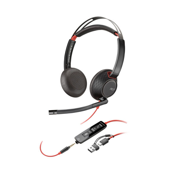 POLY Blackwire 5220 Stereo USB-C Headset + 3,5 mm plug + USB-C/A adapter