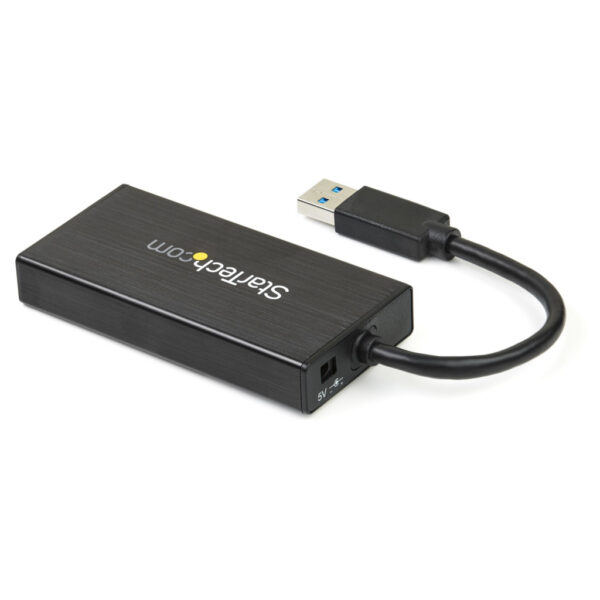 StarTech.com 3-poorts draagbare USB 3.0-hub plus Gigabit Ethernet - 5Gbps - aluminium met geintegreerde kabel - Afbeelding 2