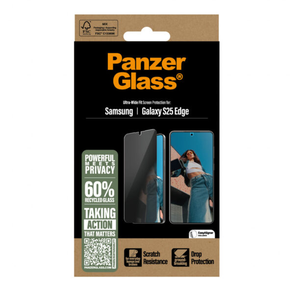 PanzerGlass ® Privacy Screen Protector Samsung S25 Edge | Ultra-Wide Fit Doorzichtige schermbeschermer 1 stuk(s) - Afbeelding 3