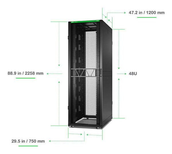 APC Netshelter SX Gen2 AR3357B2 - 48U, 2258h x 750b x 1070d mm, met zijpanelen, zwart - Afbeelding 5