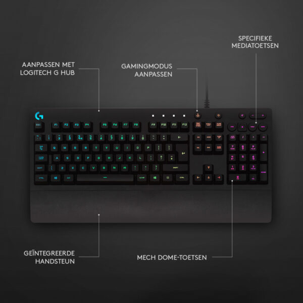 Logitech G 920-008087 toetsenbord Gamen USB QWERTZ Duits Zwart - Afbeelding 7