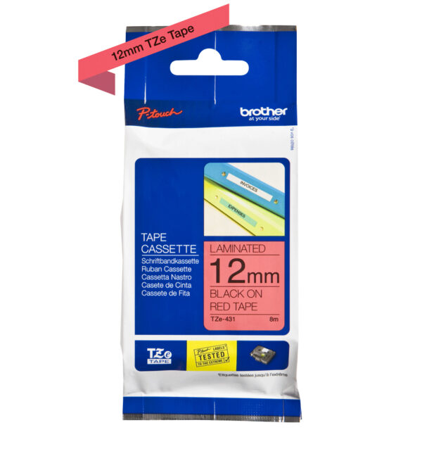 Brother TZE-431 labelprinter-tape Zwart op rood - Afbeelding 3