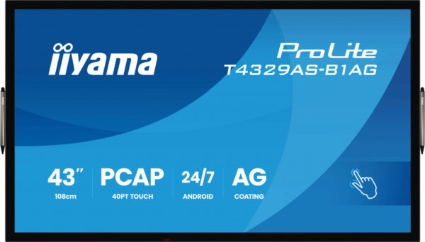 iiyama T4329AS-B1AG beeldkrant Interactief flatscreen 108 cm (42.5") LED Wifi 500 cd/m² 4K Ultra HD Zwart Touchscreen Type pro - Afbeelding 2