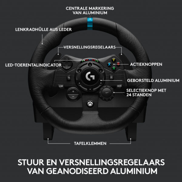 Logitech G G923 Zwart USB 2.0 Stuurwiel + pedalen Analoog/digitaal PC, Xbox One, Xbox Series S, Xbox Series X - Afbeelding 13
