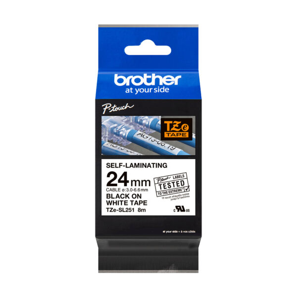 Brother TZESL251 labelprinter-tape Zwart op wit - Afbeelding 4