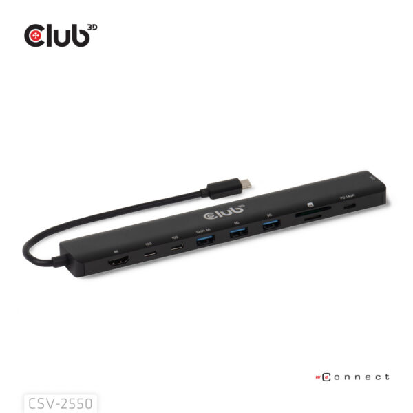 CLUB3D 10-1 Portable Dock USB Type-C® 10Gbps to HDMI™ 8K30Hz PD3.1 Max.140Watt - Afbeelding 3