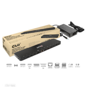 CLUB3D Universeel Docking station met 120W max/Power adapter voor het opladen van de allerzwaarste laptops met USB type C aanslu