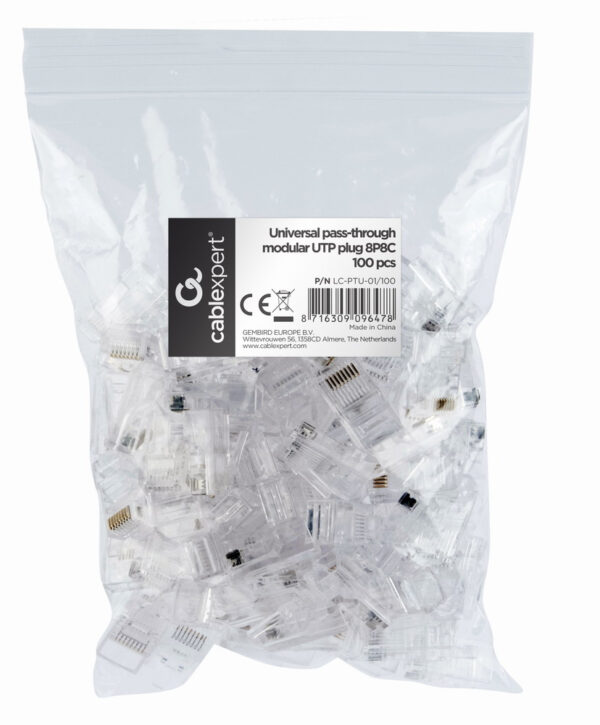 Gembird LC-PTU-01/100 kabel-connector 8P8C RJ45 Transparant