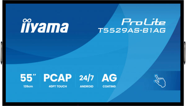 iiyama T5529AS-B1AG beeldkrant Interactief flatscreen 138,7 cm (54.6") LED Wifi 500 cd/m² 4K Ultra HD Zwart Touchscreen Type pro - Afbeelding 2