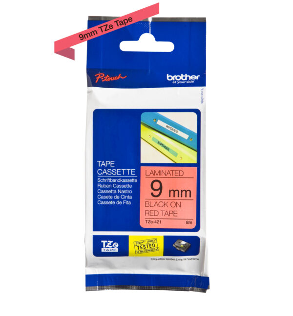 Brother TZE-421 labelprinter-tape Zwart op rood - Afbeelding 2