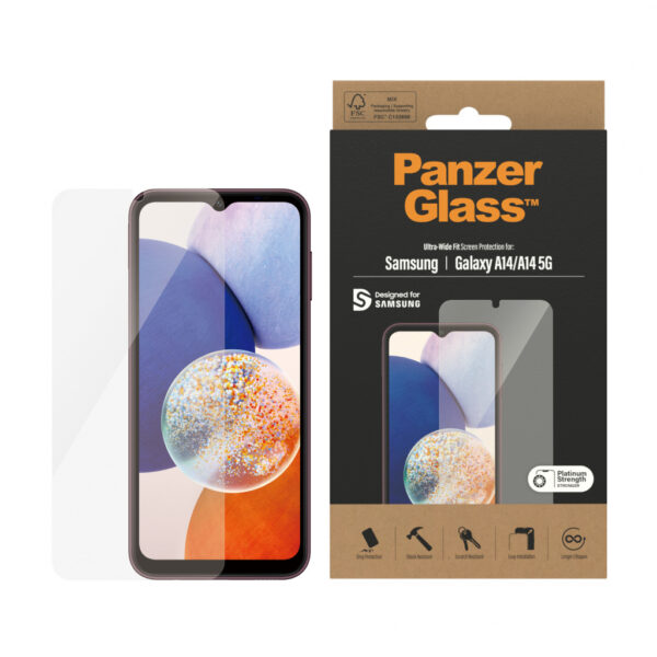 PanzerGlass ® Screen Protector Samsung Galaxy A14 | A14 5G | Ultra-Wide Fit Doorzichtige schermbeschermer 1 stuk(s) - Afbeelding 2