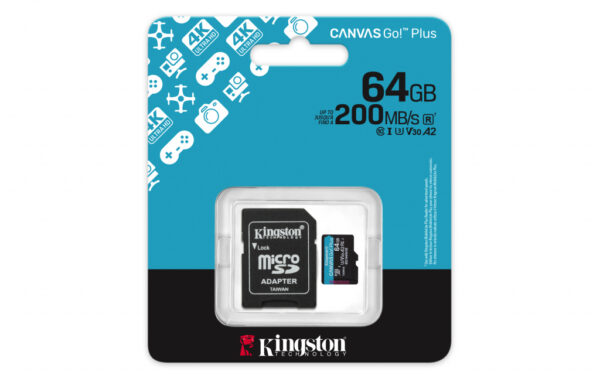 Kingston Technology 64GB microSDXC Canvas Go! Plus Gen4 200MB/s A2 U3 V30 kaart + adapter - Afbeelding 5