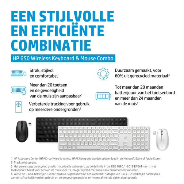 HP 650 draadloze toetsenbord- en muiscombinatie - Afbeelding 2