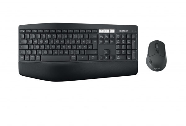 Logitech 920-008223 toetsenbord Inclusief muis Universeel RF-draadloos + Bluetooth QWERTZ Zwitsers Zwart