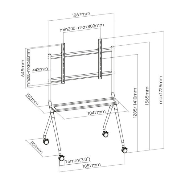 ACT Verrijdbare tv/monitor vloersteun, 50” t/m 86”, VESA - Afbeelding 8