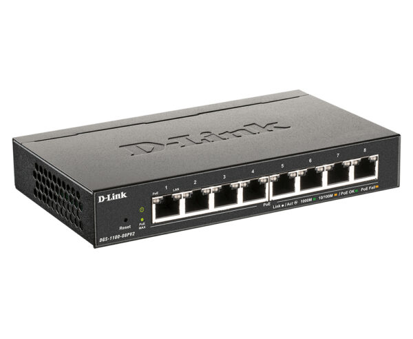D-Link DGS-1100-08PV2 Managed L2/L3 Gigabit Ethernet (10/100/1000) Power over Ethernet (PoE) Zwart - Afbeelding 2