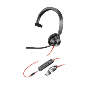 Poly Blackwire 3315 Monaural Microsoft Teams Certified USB-C Headset + 3,5 mm plug + USB-C/A adapter