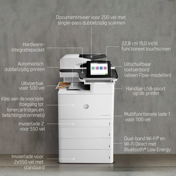 HP Color LaserJet Enterprise Flow LaserJet Enterprise Flow M776z Draadloos Multifunction Kleur Printer, Kopieerapparaat, scanne - Afbeelding 2