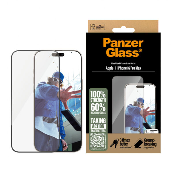 PanzerGlass ® Screen Protector iPhone 16 Pro Max | Ultra-Wide Fit Doorzichtige schermbeschermer Apple 1 stuk(s) - Afbeelding 3