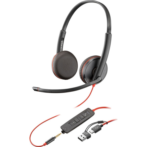 POLY Blackwire 3225 stereo USB-C-headset + 3,5 mm stekker + USB-C/A-adapter (bulk) - Afbeelding 3