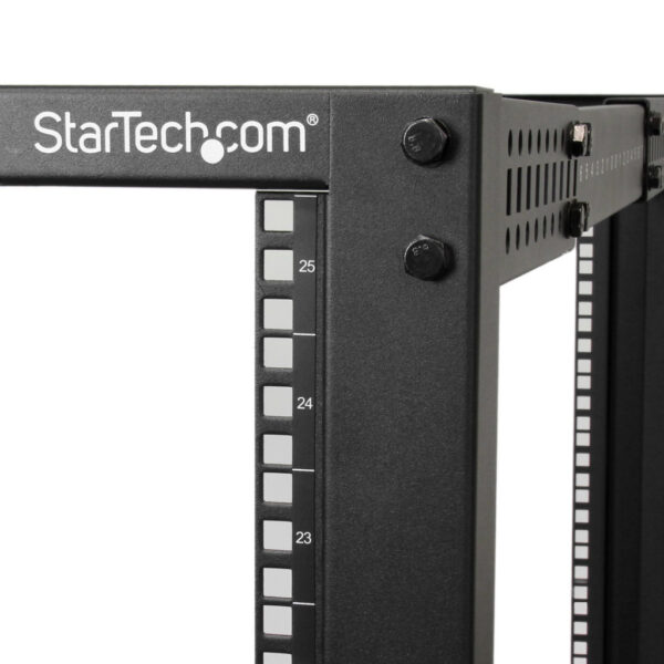 StarTech.com 4-Post 25U Mobiel Open Frame Server Rack, 19" Patchkast met Wielen en 4 Stijlen, Open Serverkast met Verstelbare Di - Afbeelding 2